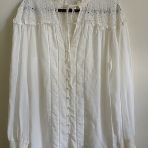 Johnny Was White Eyelet Blouse